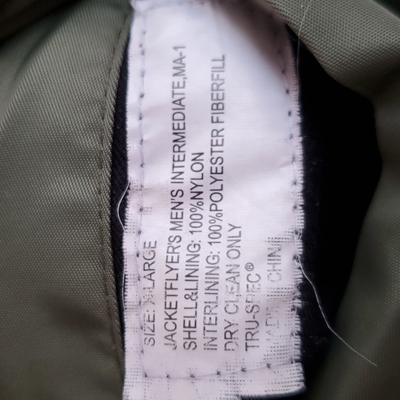 Vtg XL Tru-Spec MA-1 Military Bomber Jacket Green Orange USS Oxford AG-159 Patch - Picture 5 of 12